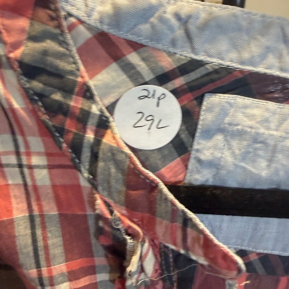 Replay Red and White Plaid Button Down Shirt - Picture 6 of 8